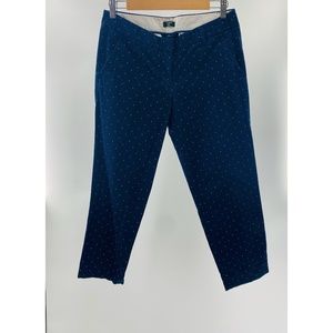J. Crew City Fit Stretch Blue/ White Polka Dot‎ Trouser/Ankle Pants w/ Pockets